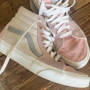 Vans Pink and Gray High-Top Sneakers